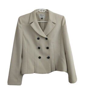 Collections Le Suit Blazer Suit Jacket Size 8 Beige Double Breasted Career Work
